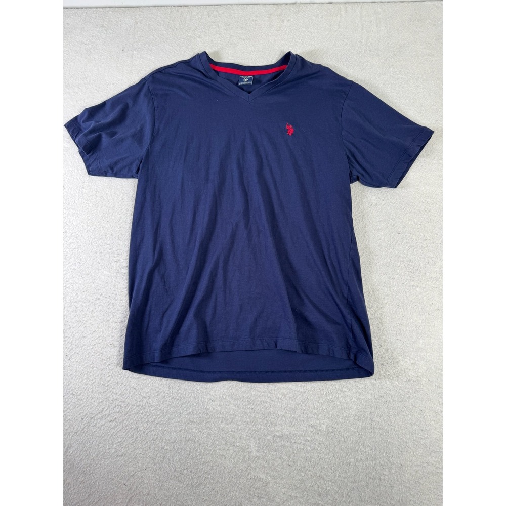 U.S. Polo Assn T-Shirt Mens Large Navy Blue Good V-Neck Short Sleeve 11C025